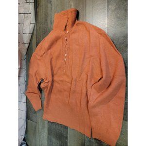 Colebrook‎ landur lambs wool Orange quarter button up top women's collared
